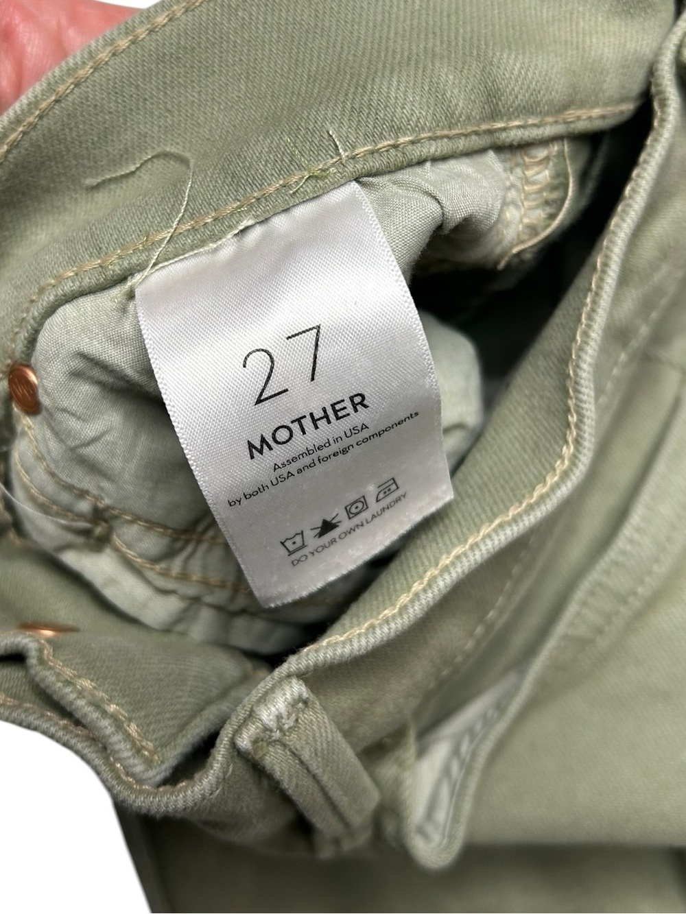MOTHER The Smokin' Double Ankle Jeans Second Chance Olive 27 - Picture 9 of 16